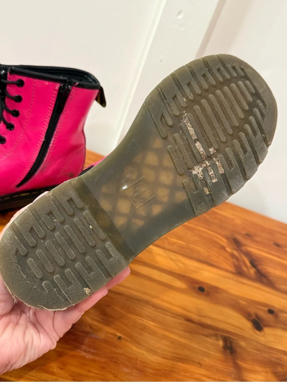 Dr Marten Delaney Hot Pink Patent Leather Boots